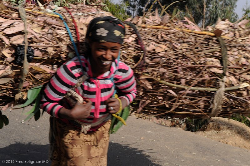 20120328_160631 Nikon D3S (1) 2x3.jpg - Fuelwood carriers may begin work as early 3 AM.  This lady can even manage a smile as we pass her in our vehicle